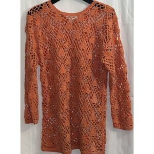 JENNIFER REED Knitted By Hand Crocheted Long Sleeve Sweater